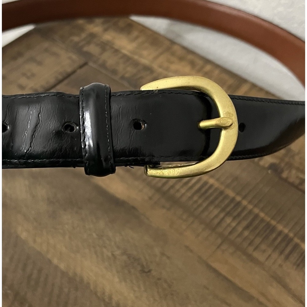 Men's Coach Size 42" Black Genuine Leather Belt with‎ Gold Buckle Luxe
